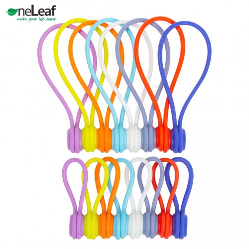 OneLeaf Reusable Silicone Magnetic Cable Ties for Cord Management, 16Pcs Magnetic Cable Ties